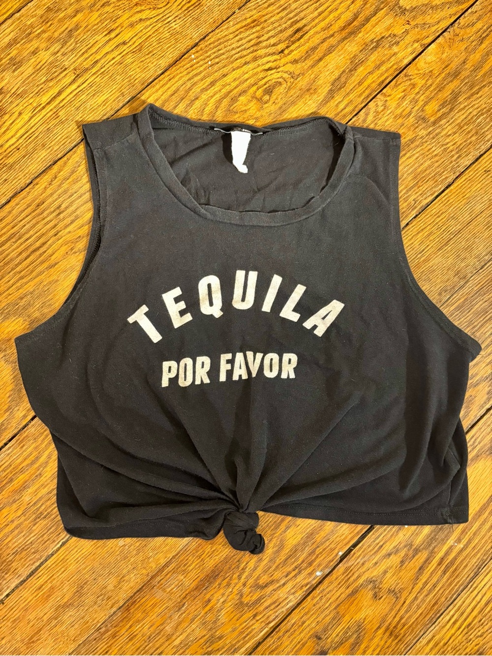 TEQUILA por favor 🍋🟩 Fashion Nova Tie Knot Cropped Sleeveless Tank Novelty Tee